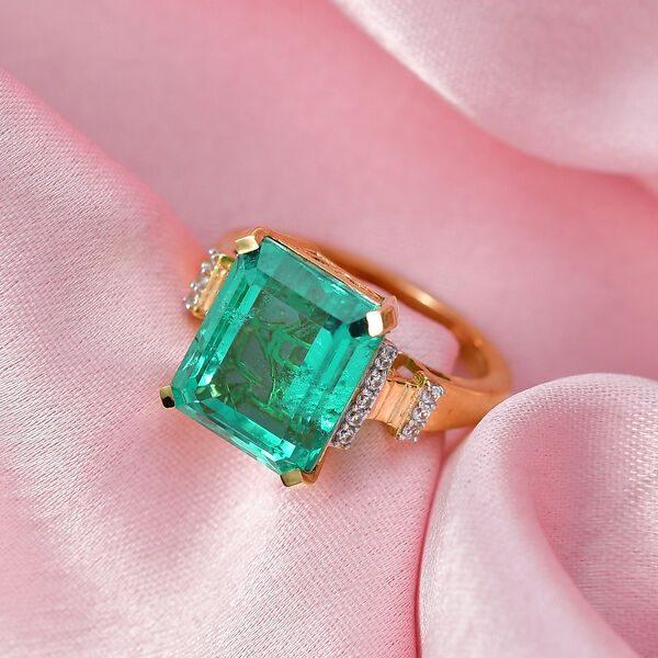 D'Joy Smaragd Triplett Quarz und Zirkon Ring - 10,84 ct. image number 1