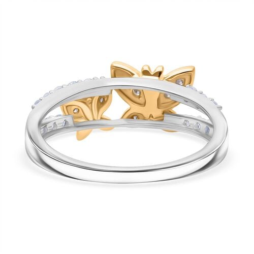 LUXURIOUS DIAMOND -Lab Grown Diamant SI Ring 925 Silber Rhodiniert und 750 Gelbgold Vermeil (Größe 16.00) ca. 0.54 ct image number 5