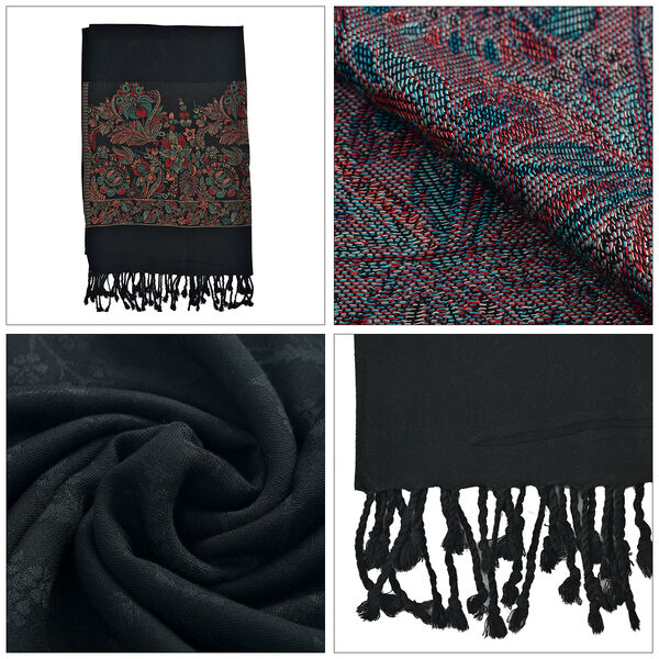 Jamawar Schal aus Viskose, schwarz image number 8