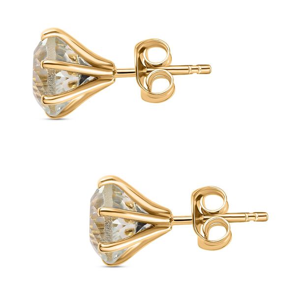 120 Facetten Prasiolith Ohrringe, 925 Silber Gelbgold Vermeil, ca. 4.12 ct image number 4