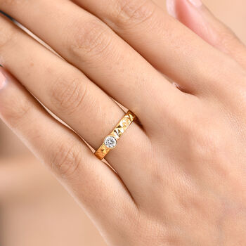 LUXURIANT SI-GH Labor Diamant Ring, 925 Silber 750 Gelbgold Vermeil - 0,25 ct.