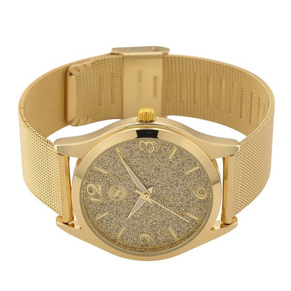 STRADA Stardust Zifferblattuhr mit japanischem Uhrwerk und Gelbfarbenem 316L Edelstahl -Mesh-Armband image number 4