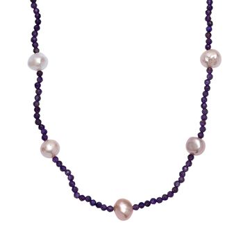 AA mehrfarbige S&uuml;&szlig;wasserperle und afrikanische Amethyst Halskette, 60cm