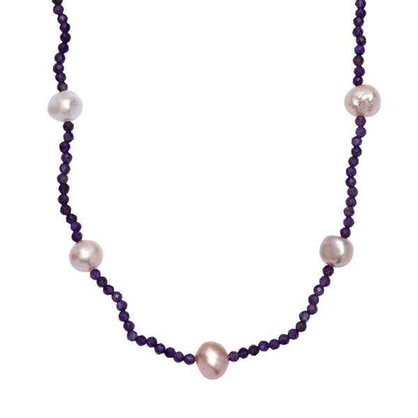 AA mehrfarbige S&uuml;&szlig;wasserperle und afrikanische Amethyst Halskette, 60cm