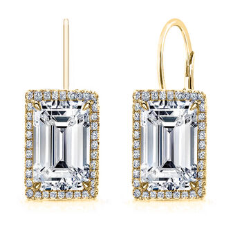 Wei&szlig;er Zirkonia Ohrringe Nickelfreies Messing, Goldfarben