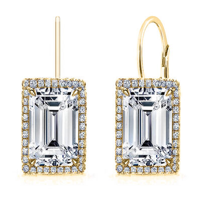 Wei&szlig;er Zirkonia Ohrringe Nickelfreies Messing, Goldfarben