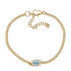 D'Joy AA Blauer Zirkon, Weißer Zirkon Armband ca. 19 cm 925 Silber 750 Gelb Vergoldet ca. 1,23 ct.