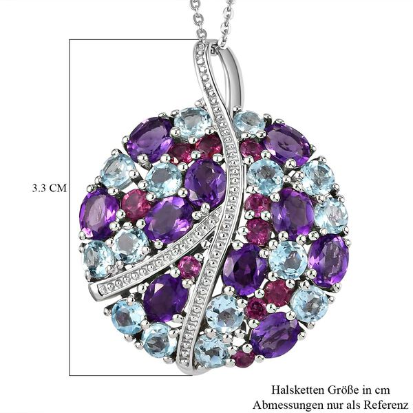 GP Italian Garden Kollektion - Mehrfarbiger Edelstein-Anhänger mit Kette in Silber image number 6