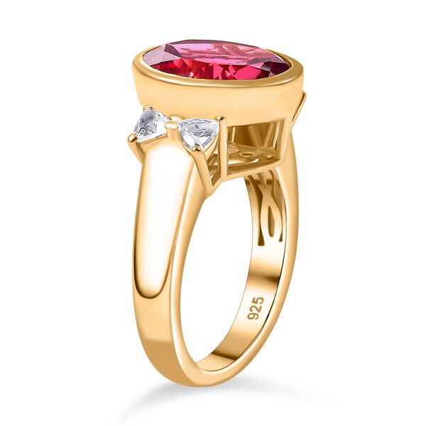 Labor Padparadscha Saphir und weißer Topas-Ring - 7,20 ct. image number 5