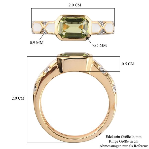 Peridot und Zirkon Solit&auml;r Herren Ring 925 Silber 585 Vergoldet image number 7
