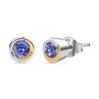AA Tansanit Ohrringe 925 Silber platiniert und vergoldet ca. 0.55 ct