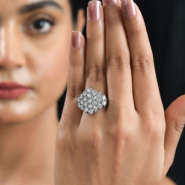 Weißer Kristall Ring, 316L Edelstahl (Größe 17.00) image number 2