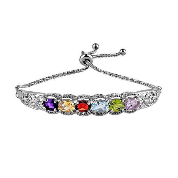 Verstellbares, mehrfarbiges Edelstein-Armband, 16-26cm - 6,20 ct. image number 2