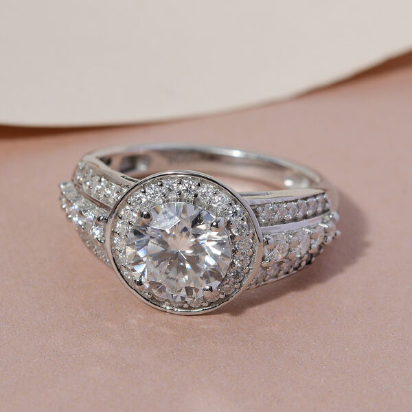 88 Facetten Moissanit-Ring, 925 Silber platiniert  ca. 1,90 ct image number 2