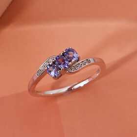 Tansanit und Zirkon Ring - 0,56 ct.