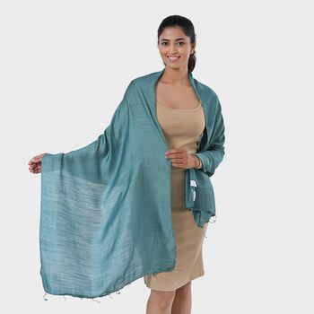 Modische Schal aus 40% Seide und 60% Leinen, 70 x 200 cm, Blau