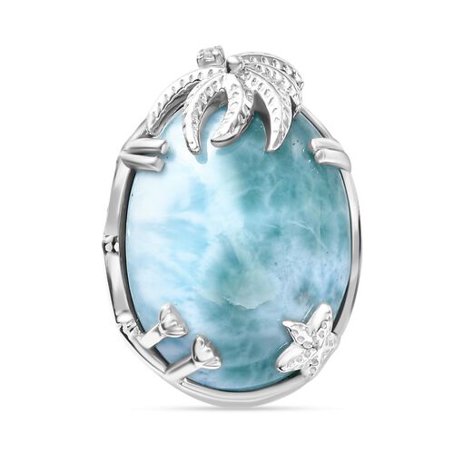 AA Natürlicher grüner Larimar und Zirkon Anhänger - 19,06 ct. image number 0