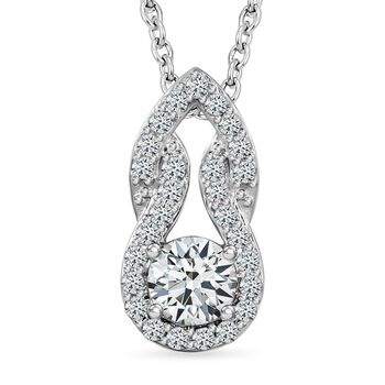 Moissanit Anh&auml;nger mit Kette, 925 Silber platiniert, ca. 0.58 ct