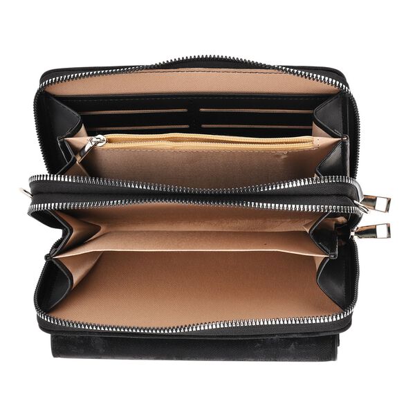 Crossbody-Tasche mit RFID-Schutz und Muster-Schulterriemen, 19x6x11 cm, Schwarz image number 6