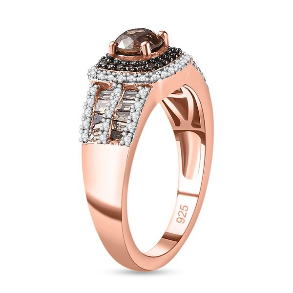 Natürlicher Champagner und weißer Diamant-Ring - 1,02 ct. image number 5