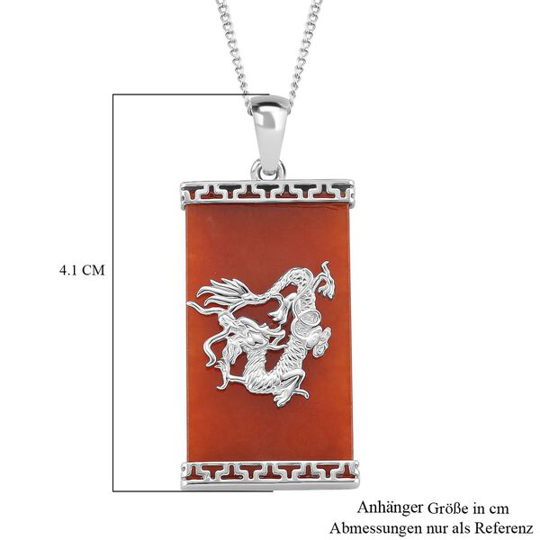 Rote Jade Drachen-Anhänger mit Kette, 925 Silber rhodiniert, ca. 17.24 ct image number 6