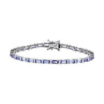 Tansanit, Moissanit Armband ca. 19 cm 925 Silber platiniert ca. 8,04 ct.