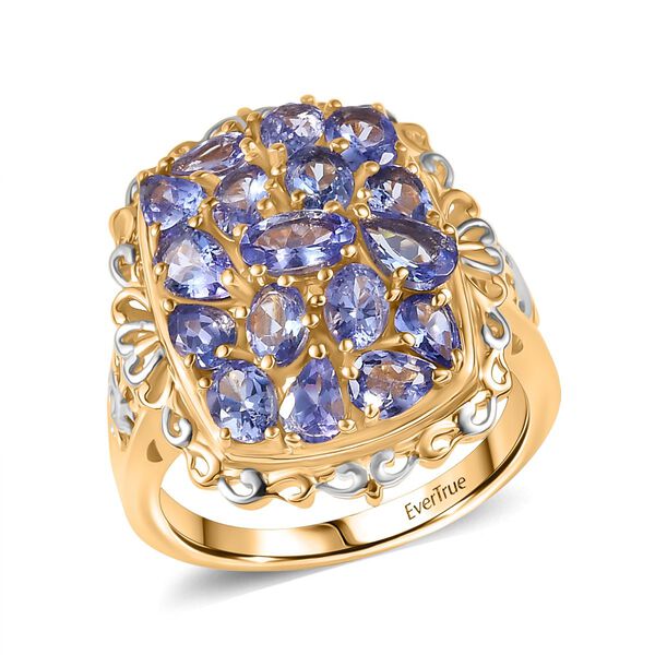 Tansanit Ring Nickelfreies Messing platiniert und vergoldet (Größe 20.00) ca. 2,91 ct image number 4