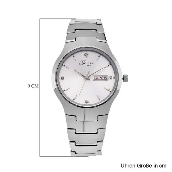 GENOA TIME V2 Uhr mit Japanischem VJ33 Quarzwerk, 36 mm, Zifferblatt mit Kristallen und Datumsanzeige, Armband aus Wolframstahl, 3 ATM wasserdicht image number 7