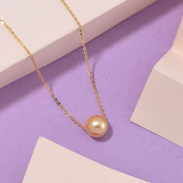 Goldene Muschelkernperle Halskette Flexibles 925 Silber vergoldet image number 2