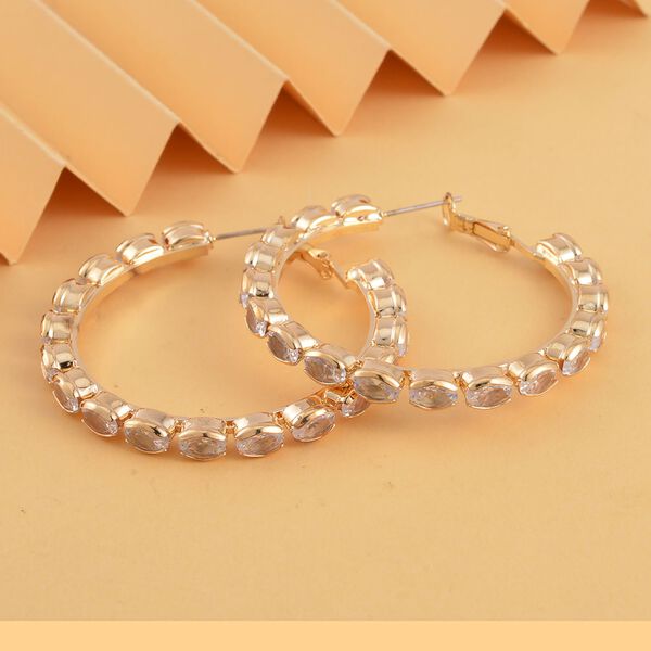 Wei&szlig;e Zirkonia Ohrringe, messing, goldfarben image number 1