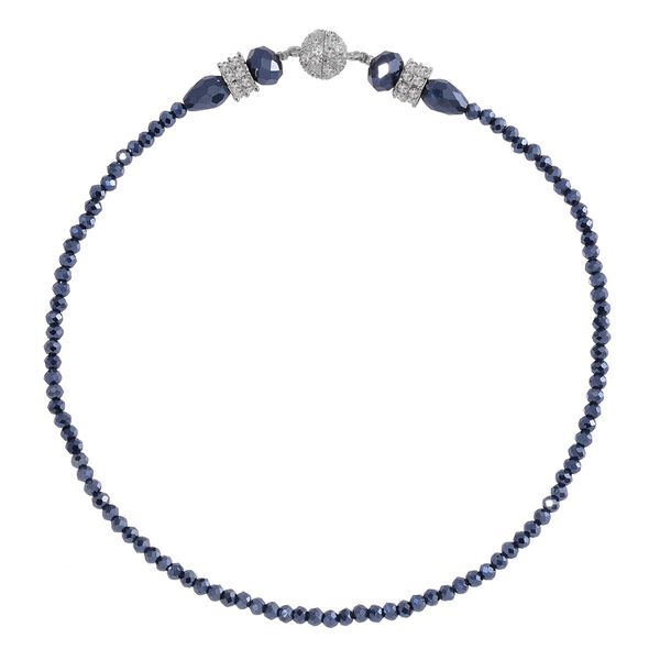 Mehrreihiges dunkelblaues Kristallperlen-Schmuckset image number 3