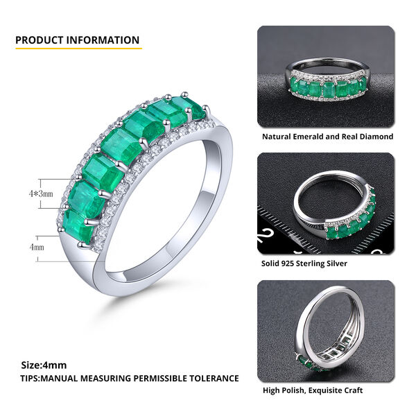 AAA Kagem Sambia Smaragd und Zirkon Ring 925 Silber rhodiniert ca. 1,72 ct image number 4