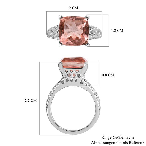 Rosa Morganit Quarz Triplette Ring, Edelstahl (Größe 20.00) ca. 5.27 ct image number 6