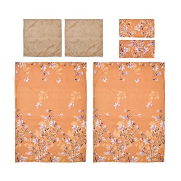 6er Set, Bettwäsche, 2 Deckenbezüge 135x200cm, 2 Kissenbezüge 40x80cm, 2 Kissenbezüge 80x80cm, gelb image number 0