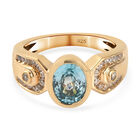 Kambodschanischer blauer und Weißer Zirkon Ring 925 Silber vergoldet  ca. 2,30 ct image number 0