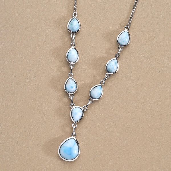 Larimar Collier, ca. 45 cm, 925 Silber platiniert ca. 14.66 ct image number 3