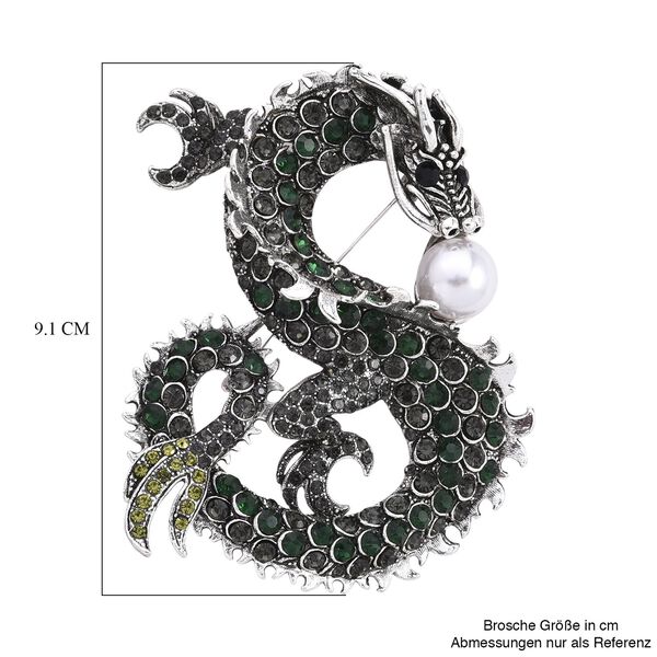 Kunststoff Perle, Mehrfarbiger Kristall Brosche Antik-silber-Plattierung image number 6