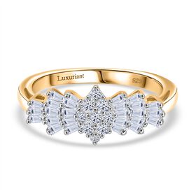 LUXURIANT DIAMOND - Lab Grown Diamant SI-GH Ring 925 Silber 750 Gelbgold Vermeil (Größe 18.00) ca. 0.50 ct
