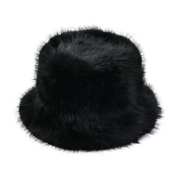 Flauschiger Kunstfell Hut, Schwarz