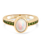 Natürlicher Äthiopischer Opal und Natürlicher Chromdiopsid Ring 925 Silber vergoldet (Größe 16.00) ca. 1,10 ct