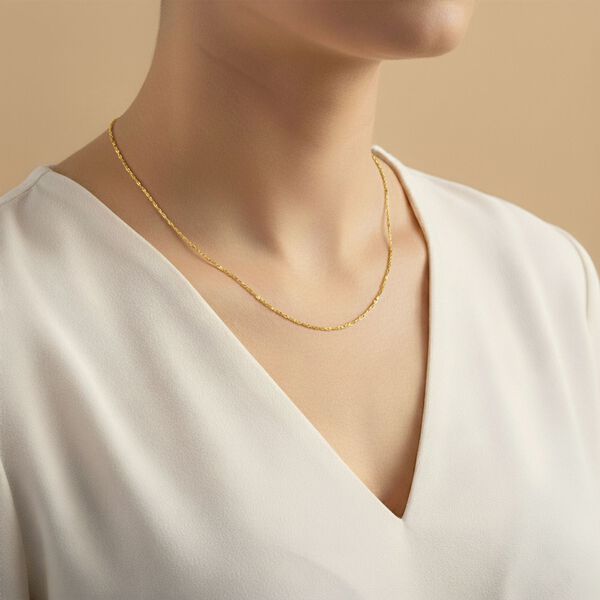 Singapur 925 Silber vergoldet Kette ca. 45 cm image number 3