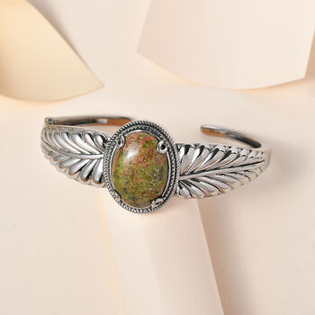 Unakite Armreif ca. 19 cm Edelstahl ca. 22,67 ct.