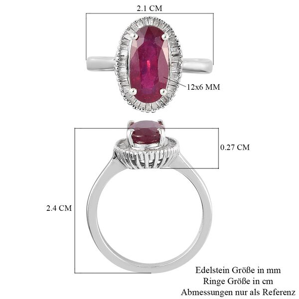 Afrikanischer Rubin und Diamant Halo Ring 925 Silber Platin-&Uuml;berzug image number 7