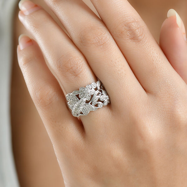 EVER TRUE Weißer Diamant Ring Nickelfreies Messing (Größe 17.00) ca. 0,01 ct image number 2