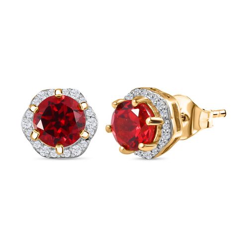 Synthetische Padparadscha Saphir und Zirkon-Ohrringe - 2,84 ct. image number 0
