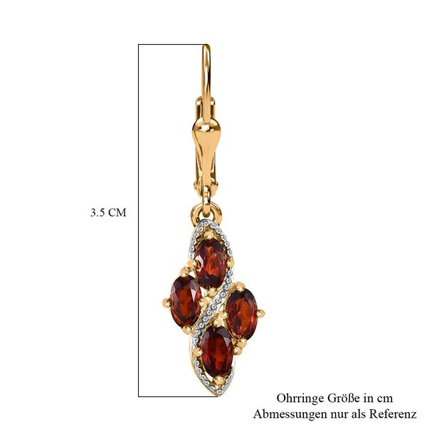 Mosambik Granat Ohrringe 925 Silber Gelbgold Vermeil ca. 2,42 ct. image number 6