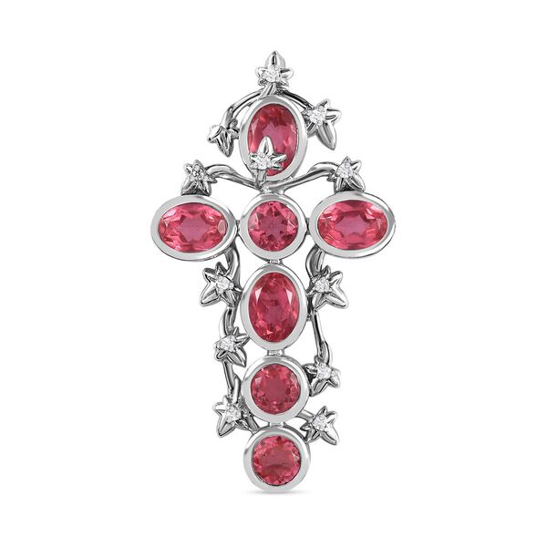 GP Italian Garden Kollektion- Padparadscha-Quarz-Triplett, Zirkon und blauer Saphir-Anh&auml;nger- 5,35 ct.