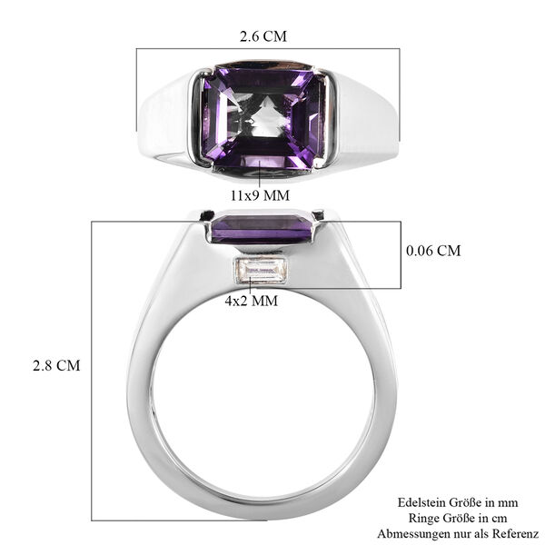 Uruguay Amethyst und Zirkon Solitär Ring 925 Silber Rhodium-Überzug image number 7