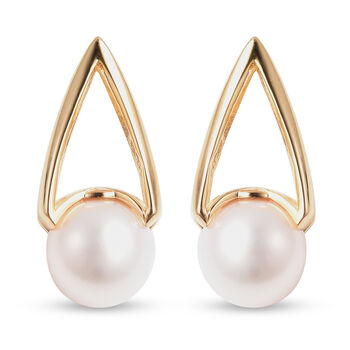 Edison Perle Ohrringe 925 Silber Gelbgold-&Uuml;berzug