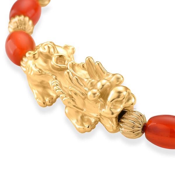 Roter Achat Pixiu Armband, flexibel (ca. 18 - 19 cm), gelb vergoldet ca. 35.00 ct image number 5
